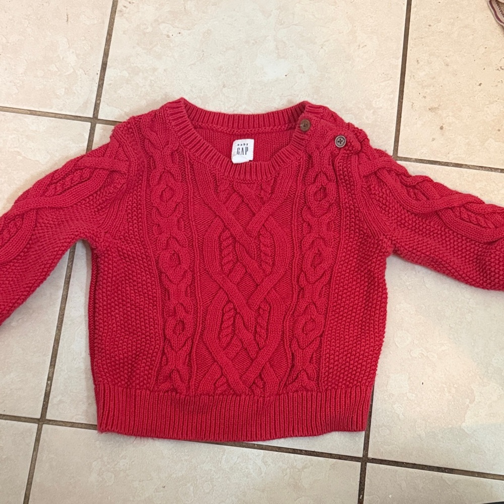 GAP Vibrant Red Cable Knit Sweater
